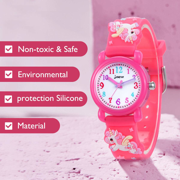 Analog watch för barn, 30 M vattentät - 3D söt tecknad watch för tjejer med nylon 5
