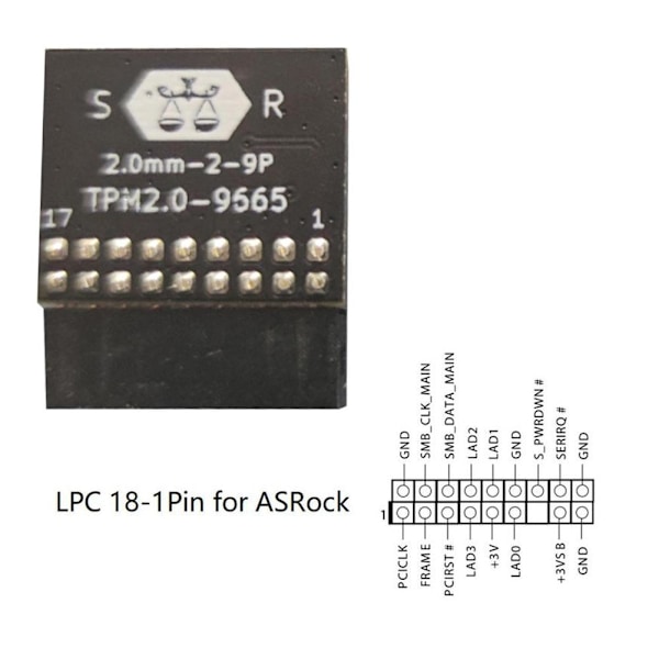 GIGABYTE TPM Sikkerhedsmodul (12-pin 12-1) TPM2.0 Kompatibel Pla FOR MSI LPC 14 PIN One-size