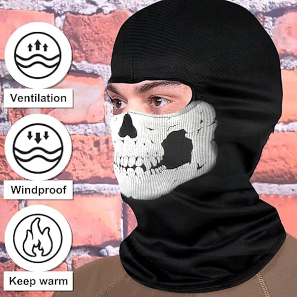 Yksi koko Kallo Ghost Mask Call Duty Mask Musta Koko Kasvot Pyörä Sk