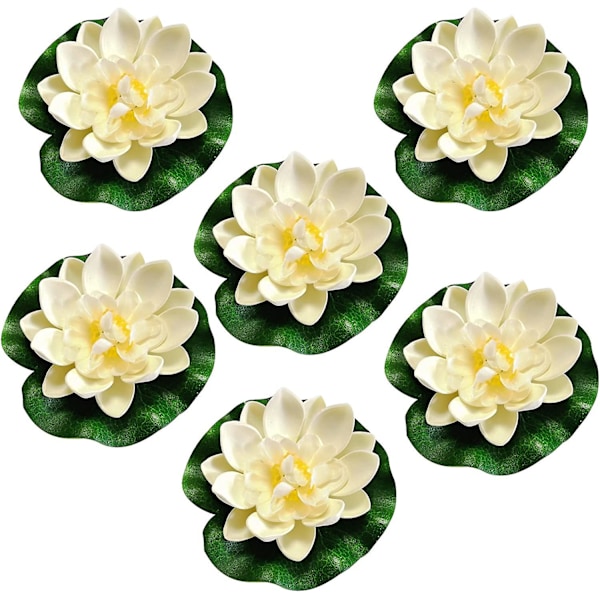 6-pakning Flytende Blomster, Lotus Vannliljer, Kunstige Vannliljer, Skumdekorasjon, Flytende Vannliljer