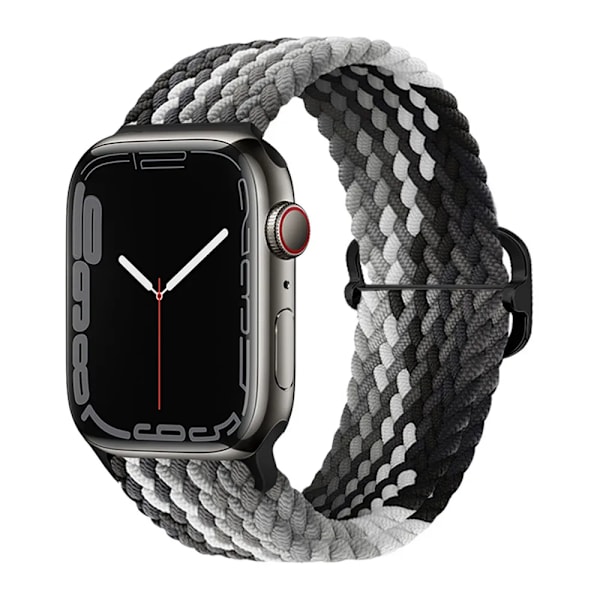 Flätad ögla för Apple Watch Rem 44mm 40mm 45mm 41mm 42mm 38mm 49mm Elastiskt Solo armband iWatch series 9 se 7 5 6 Ultra2 Band 18.Black Skilled 18.Black Skilled 38mm 40mm 41mm