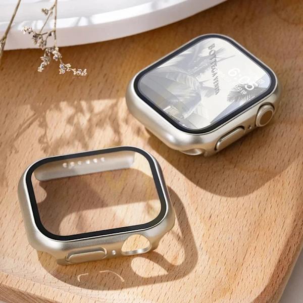 Härdat glas + cover för Apple Watch Case Tillbehör 45 mm 41 mm 42 mm 38 mm PC-cover iWatch 6 5 4 se 44 mm 40 mm danqin 10 Danqin 10 Series 321 38MM
