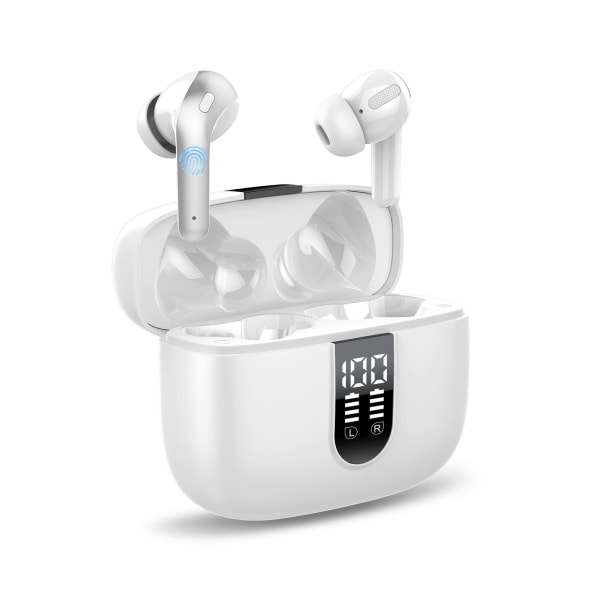 Trådløse øretelefoner med mikrofon med touch-kontrol (hvid)