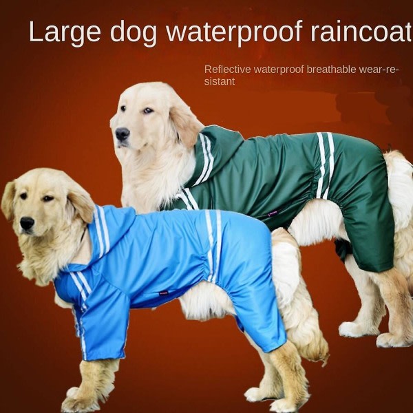 Regnrock för husdjurskläder, fyrbensregnrock för hund, regnrock för stor hund (Grön 5XL)