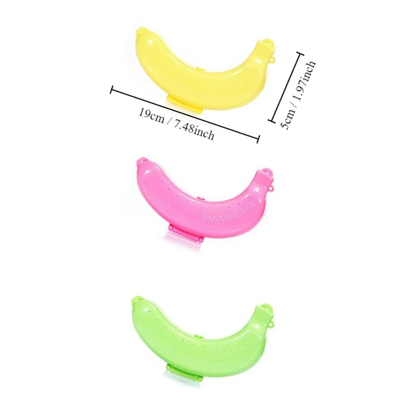 3 stk. Bananbeskyttelsesboks Gul&Grøn&Pink Yellow&Green&Pink 3Pcs-3Pcs