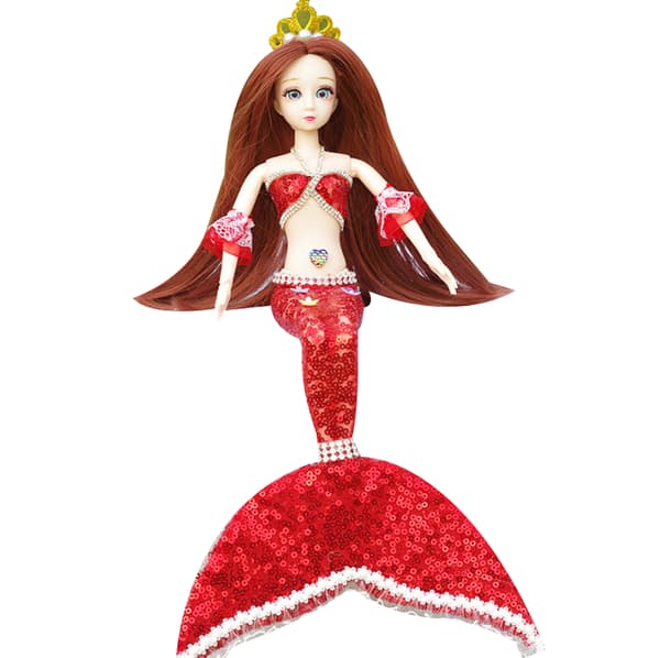 Barbie docka sjöjungfru leksaker med paljetter red