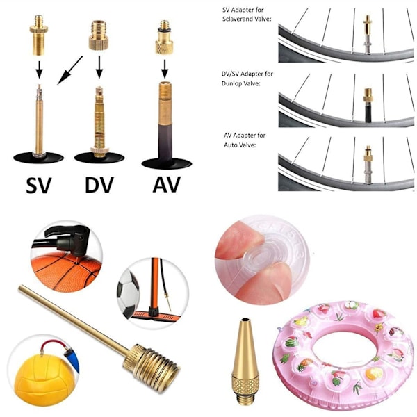 Sykkelpumpe Sykkelventil adapter 14 stk Luftpumpe tilbehør
