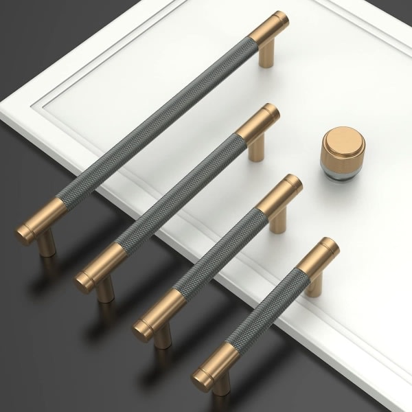 2 delar Grått guld köksskåp handtag 128mm guldlegering möbelhandtag med skruvar, för skrivbord, lådor, skåp, skåp Uk0026