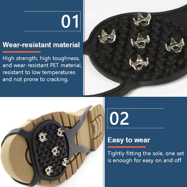 Skridsikre pigge til sko, sort black 8 teeth