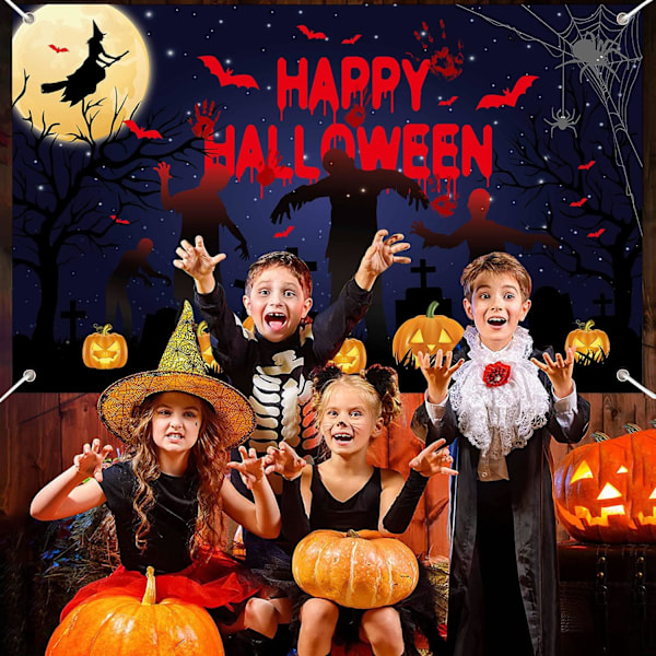 Stort Halloween-baggrundsbanner - Glad Halloween-stofbanner