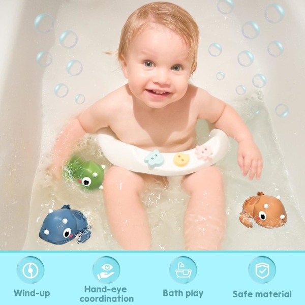 Baby 6-12 månader, 6-pack Dinosaurie Badleksaker Poolspel 1 2 3 år, Djur Badkar Klockbutik Barnleksaker, Baby Badleksaker Flytande Badkar Flicka