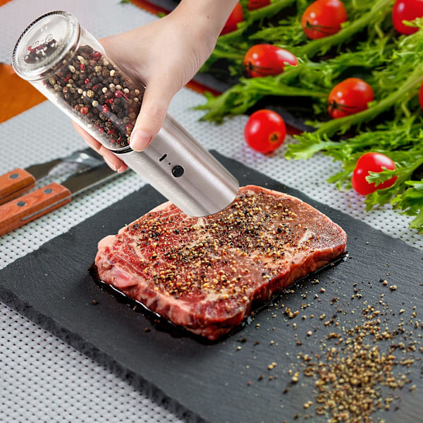 Oppladbar Elektrisk Pepperkvern, Automatisk Gravitasjonsstyrt Salt- og Pepperkvern, USB Oppladbar