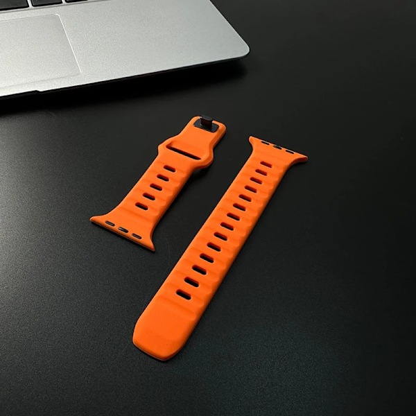 Sportsreim for Apple Watch Ultra 9 8 7 6 SE 5 Myk Silikon Lett Håndleddsrem Stropp for iWatch 38MM 40MM 42MM 44MM 45MM 49MM Oransje Orange 42 44 45 49mm