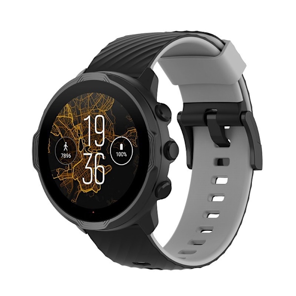 Suunto 7 silikonarmband, lämpligt för Suunto 9/9 Baro Spartan Sport ersättningsarmband Black and gray