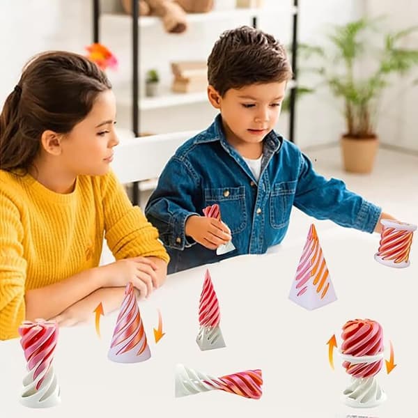 Pack Impossible Cones, Spiral Cones Fidget Leksak Impossible Pyramid End-to-End Leksak pink