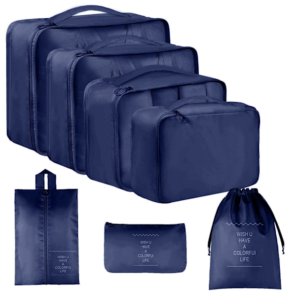 Rejseopbevaring syv-delt sæt toilettaske tøj og undertøj emballage foldbar taske (Cosmetic Bag Set of 8) Grey