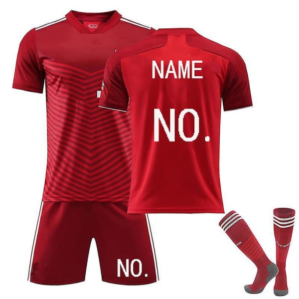 21-22 Ny Fotbollströja Kit Barn Fotbollströja T-shirt Shorts Kostym för träning Kids 18(100-110CM) Unnumbered