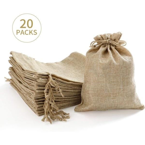 20 stycken jutepåsar Jutepåsar 15 x 20 cm påsar för adventskalendrar, smycken, gästpresenter och hantverk, jutepåsar, tygpåsar - Jul WELLNGS