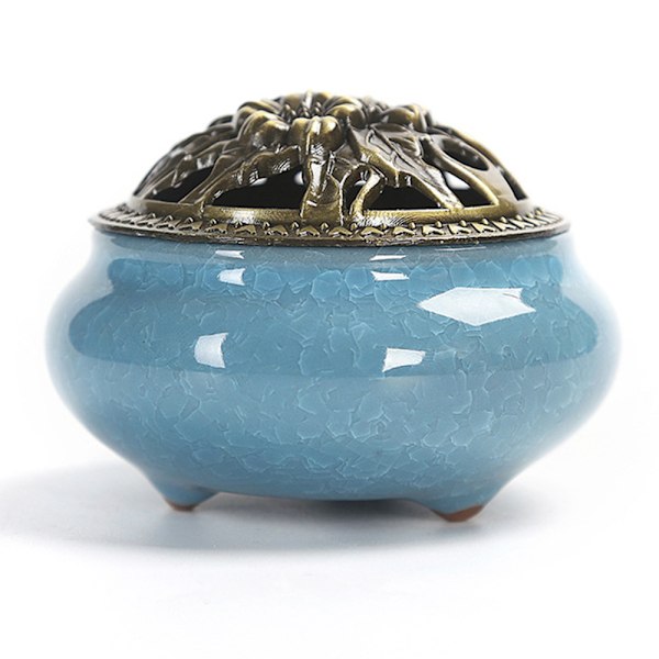 Keraaminen suitsukepoltin, kuparikansi, Buddha, antiikkinen seoskaapeli, santelipuun suitsuke, suitsuke, suitsuke, jäähalkeileva uunin vaihto