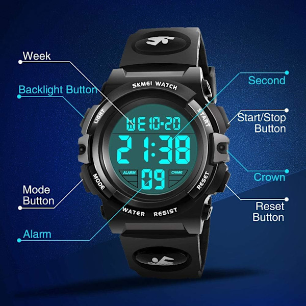 Vandtætte LED armbåndsure til børn - Digitalt sportsur & Gaver til teenage drenge og piger