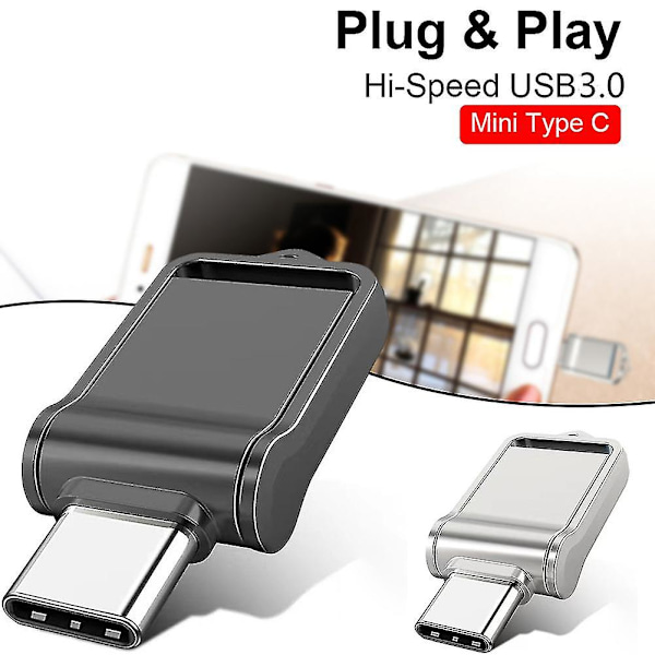 Mini Metall Typ C Usb Disk Vattentät Portabel USB-minne För Surfplatta Telefon-dwdz 1TB 1TB Black