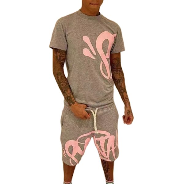 Syna World Träningsset för män 2-pack T-shirt Shorts Casual Toppar Byxor Trendiga Träningsdräkter DDD D M