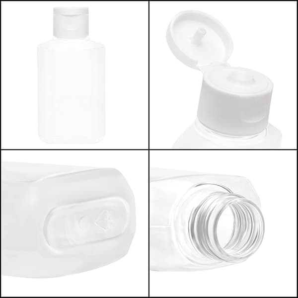 Plastklämflaskor - 20-pack 60 ml tom PET-dispenser - Påfyllningsbara reseflaskor för lotion schampo Klar 4,3x9 cm