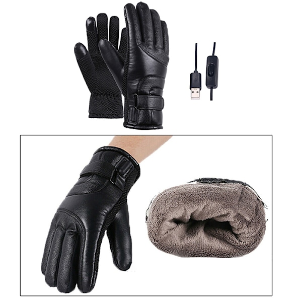 Elektriske Opvarmede Handsker Genopladelige USB Håndvarmere Varmende Votter Sort Black One size
