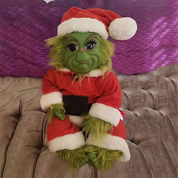 Jul Grinch Latex Plyschdocka Reborn Baby Grinch Gosedjur Julgåva Es-WELLNGS Red