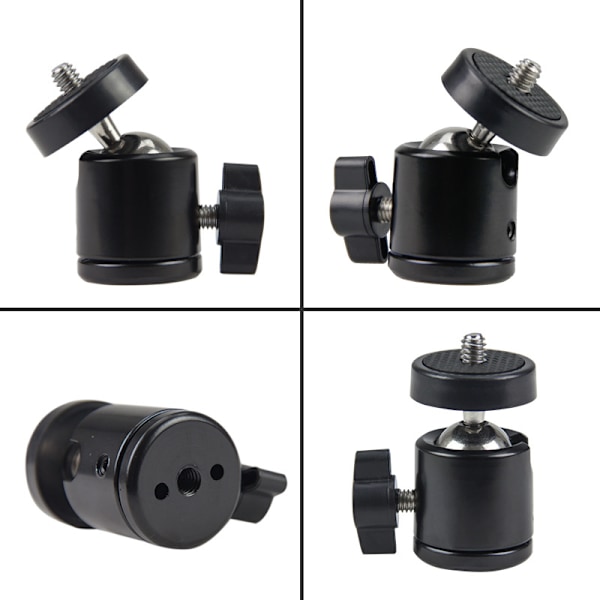 Mini kulled 2-pack Kulledhuvudfäste med avtagbar 1/4\" blixtskoadapter