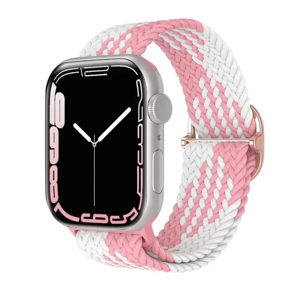 Punottu silmukka Apple Watch -rannekkeelle 44mm 40mm 45mm 41mm 42mm 38mm 49mm Joustava Solo-ranneke iWatch series 9 se 7 5 6 Ultra2 Band 60.pink white 60.pink white 42mm 44mm 45mm 49mm