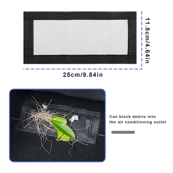 2 st bilunderstols luftventilationskydd kompatibla med Model Y Model 3 luftuttag, anti-blockerande nätgaller skydd, 25 x 11,8 cm svart