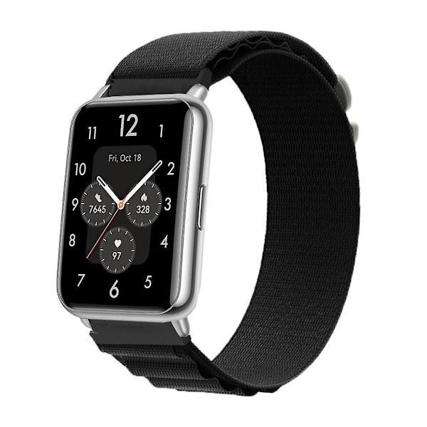 Alpine Loop-reim for Huawei Watch Fit 2-stropptilbehør Armbånd Nylon Klokkereim Armbånd Correa for Huawei Watch Fit2-reim black