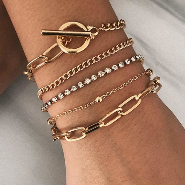 Boho Crystal Armband Set Gold Beads Armband Hand Jeweler