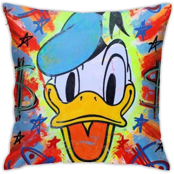 Mjuk dekorativ kuddfodral tecknad Donald Duck Pop Art fyrkantig örngott bekväm överdrag lyxigt överdrag för säng soffa stol bil hem inredning