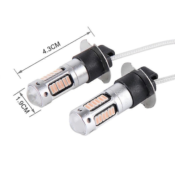 stk. H3 10W 30 SMD-4014 LED tågelygter til bil, DC 12V Pink Light