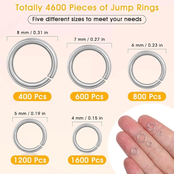 DIY Smykketilbehør 4600 Springringe Lukkede Ringe Åbne Ringe Ringe Smykketilbehør Silver