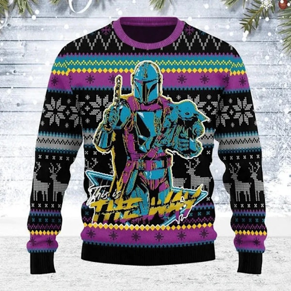 The Mandalorian Santalorian Og Baby Yoda Ugly Sweater Star Wars God Jul Herre Genser Høst Vinter Dame Genser Stil 7 style 7 L