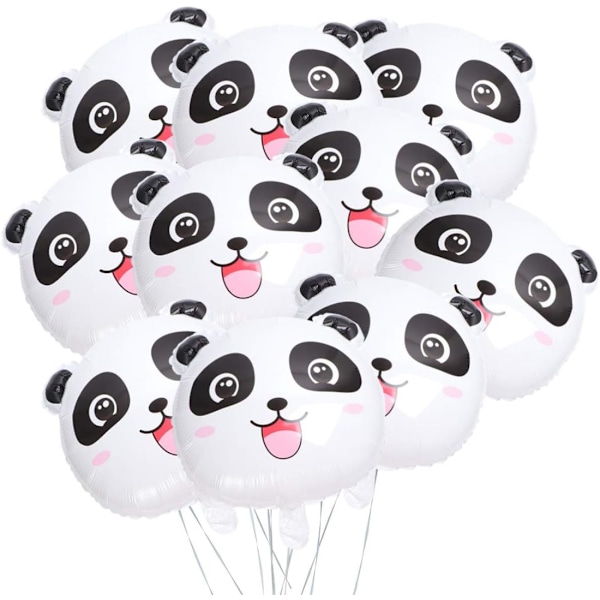 10 stk søte panda-ballonger i aluminiumsfolie, pandahode-ballongbukett til babyshower, panda-bursdagsfestutstyr