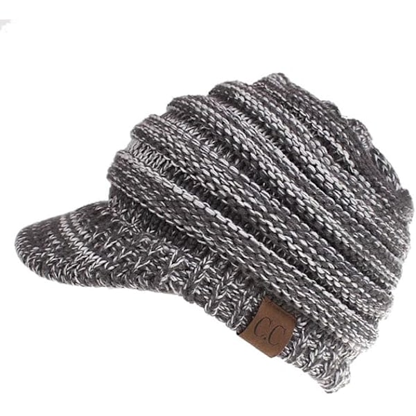 Talviset lämpimät poninhäntäneulepipo Dark gray white