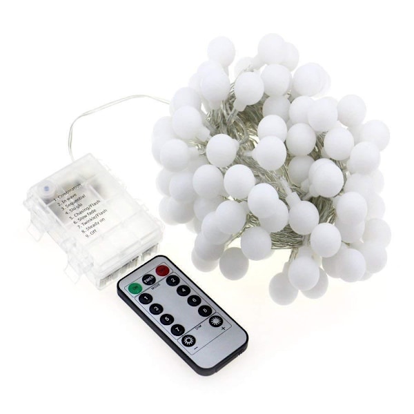 10m 80 LED Boll Ljusslinga Varmvit LED Batteridriven Utomhus- och Inomhusdekoration, Bröllop, Hem, Trädgård, Festival, Julgran