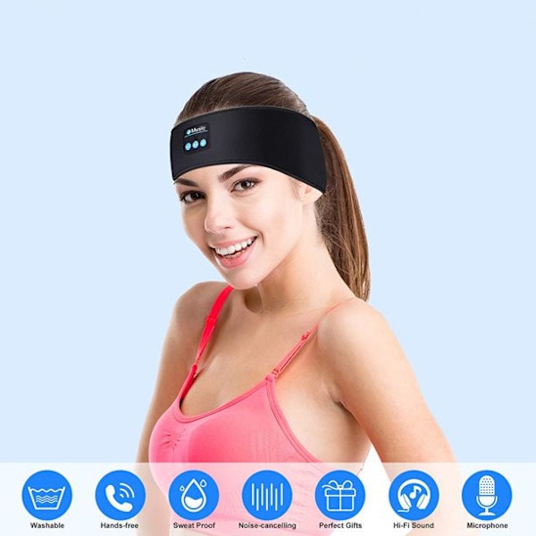 Søvnhodeband Trådløse Bluetooth Sportshodetelefoner for Løping Yoga black