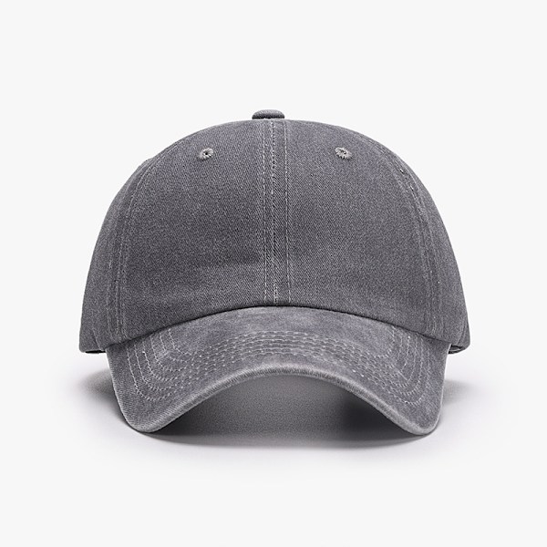 1 vasket baseballkasket i ensfarvet, vintage justerbar, egnet til mænd/kvinder, grå stil
