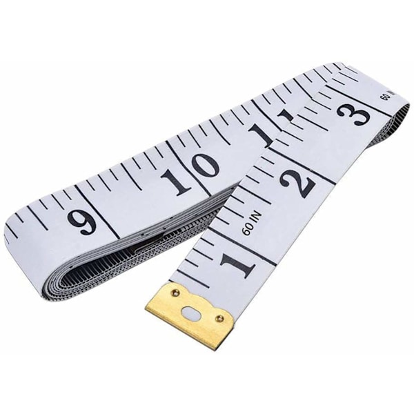 Mjukt måttband med dubbla skalor för kroppssömnad, flexibelt linjal för viktminskning, medicinsk kroppsmätning, sömnad, skräddarsydd hantverk, vinyl linjal, (vit)