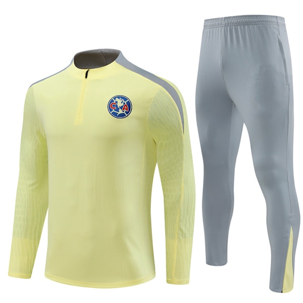 2425 nyt Holland, Tyskland og andet voksen- og børnefodboldtræningstøj, langærmet sæt, amerikansk/lysegul American/light yellow 2XL
