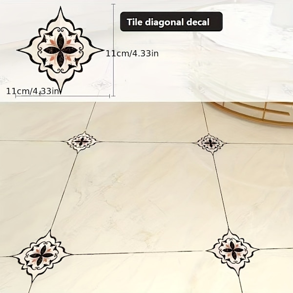 18 stk. Vanntette Keramiske Flis Diagonale Klistremerker for Vakre Sømmer og Dekorative Vegger og Gulv