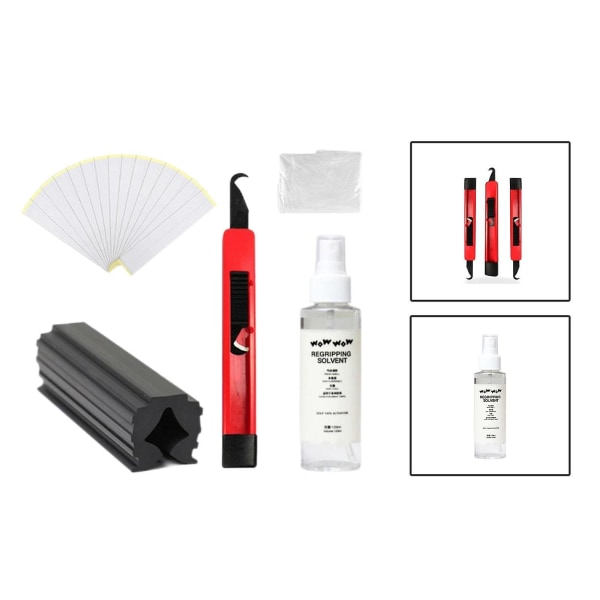 1/3 Golfklubbgrepp kit grepptejp remsor 120ml grepplösningsmedel omgreppning 5 st set 1 st