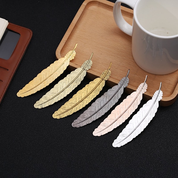 Stylish metal feather bookmarks Simple feather shape Metallic Bo