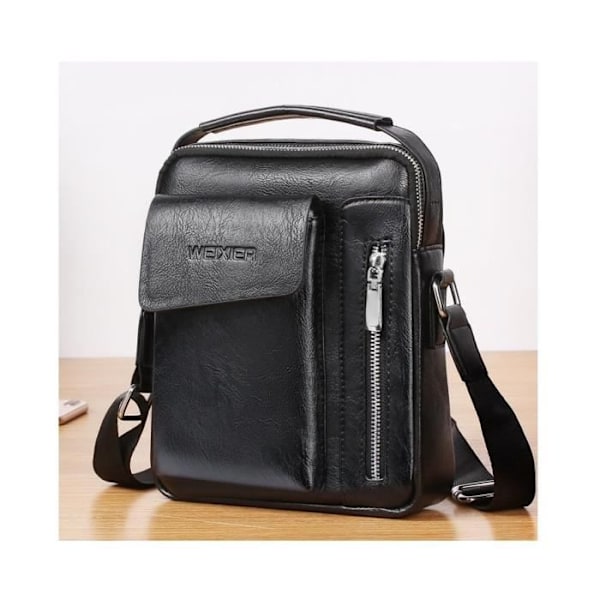 Leather shoulder bag compatible with e-book, tablet and for SONY XPERIA 10 PLUS (2019) > Black