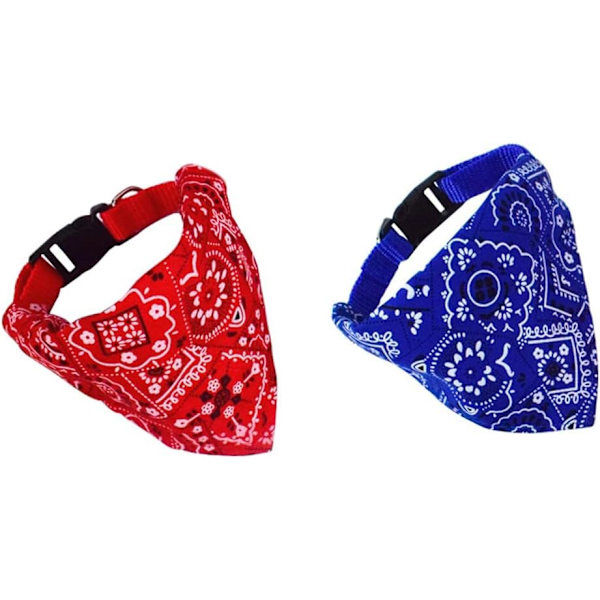 2 kpl koiran kaulahuivia, viilentävä koiran kaulapanta, koiran bandana huivi, säädettävä koiran kaulapanta pienille ja keskisuurille koirille ja kissoille (punainen, sininen)